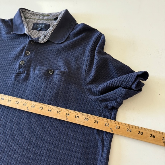 Ted Baker London Dark Navy Soft Textured Designer Polo Shirt Mens 6 / 2XL - Picture 5 of 7